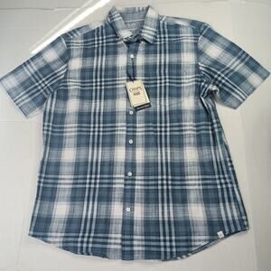 Chaps Seacoast Wash Chambray Woven Shirt Men's M Blue Plaid